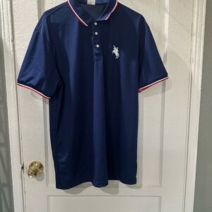 Navy Blue Polo Shirt with White Logo